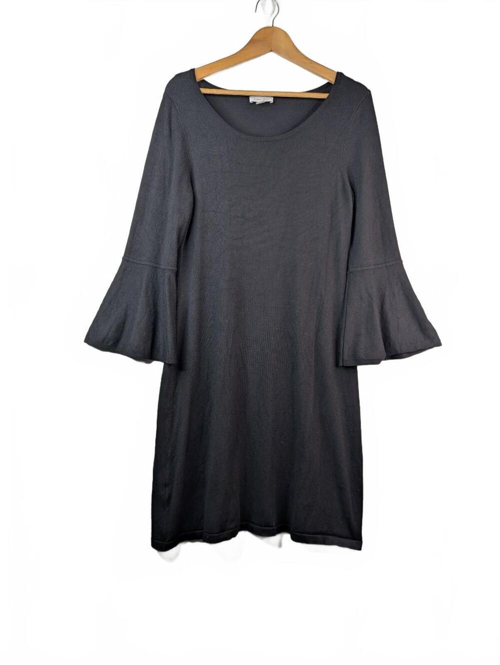 Calvin Klein 3/4 Bell-Sleeve Knit Sweater Dress in Charcoal Gray, Size M